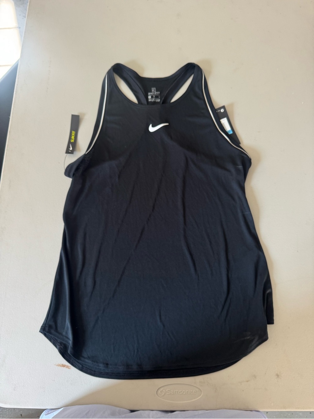Nike Black Racerback Tank Top with White Swoosh
